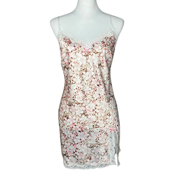 Victoria’s Secret Leopard Floral Chemise Slip Mini Dress. Medium. Fairy, Retro - Picture 3 of 11